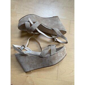 New La Canadienne platform wedge sandals taupe BNWT sz 38 Spain